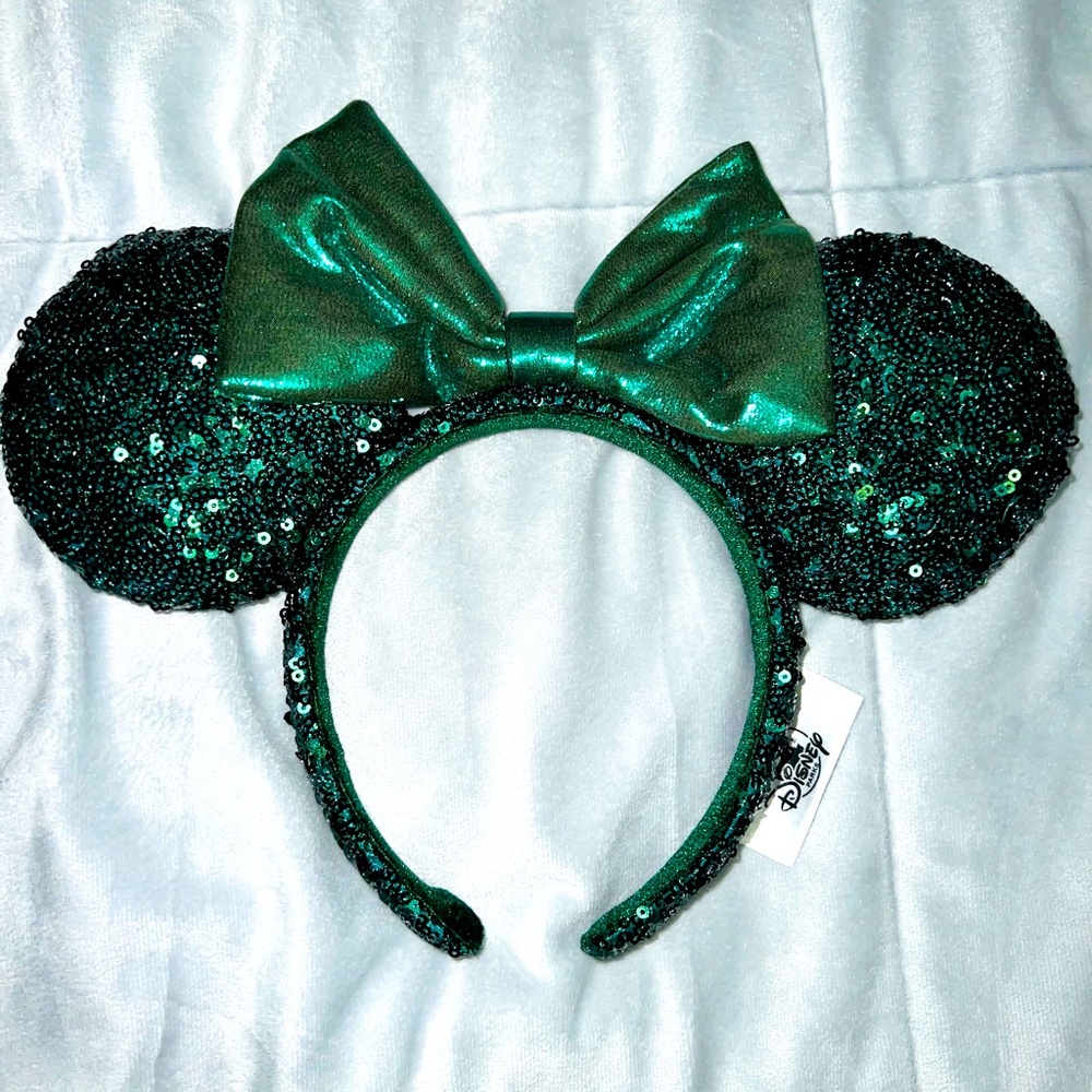 Disney Parks Hunter Green Sequin Mickey Ears